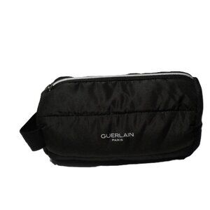 Guerlain- Fabric Cosmetic Makeup Bag in black with silver zipper and  logo- NEW